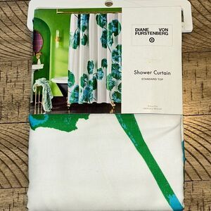 Diane Von Furstenberg Tropical Green and White Shower Curtain